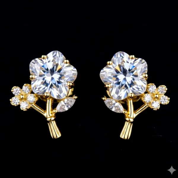 Gold_Floral_Stone_Stud_Earrings_For_Women