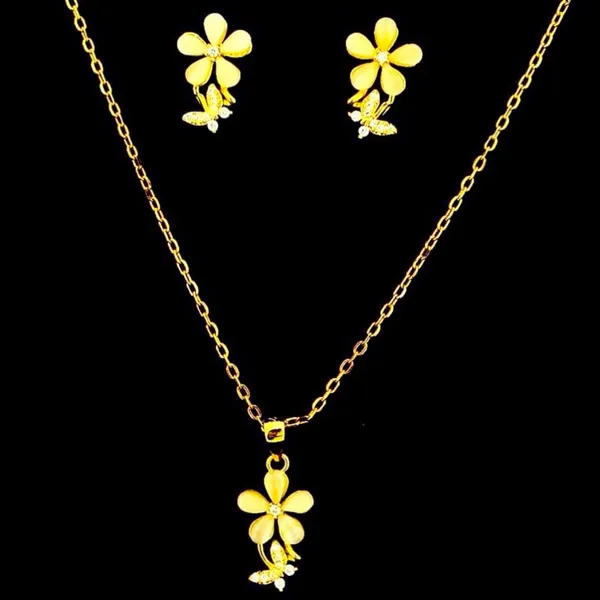 Gold-Tone_Floral_Pendant_Necklace_Set_For_Women