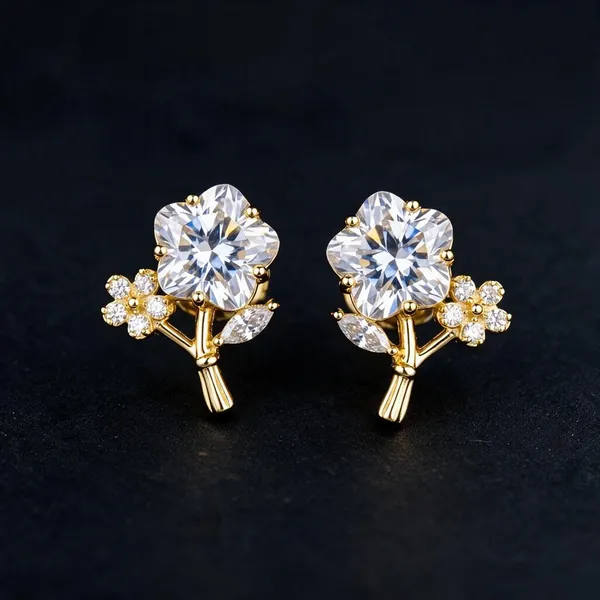 Gold_Floral_Stone_Stud_Earrings_For_Women