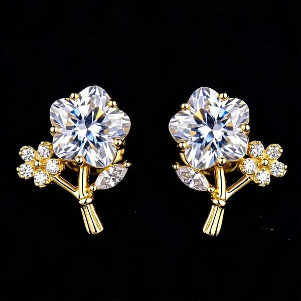 Gold_Floral_Stone_Stud_Earrings_For_Women