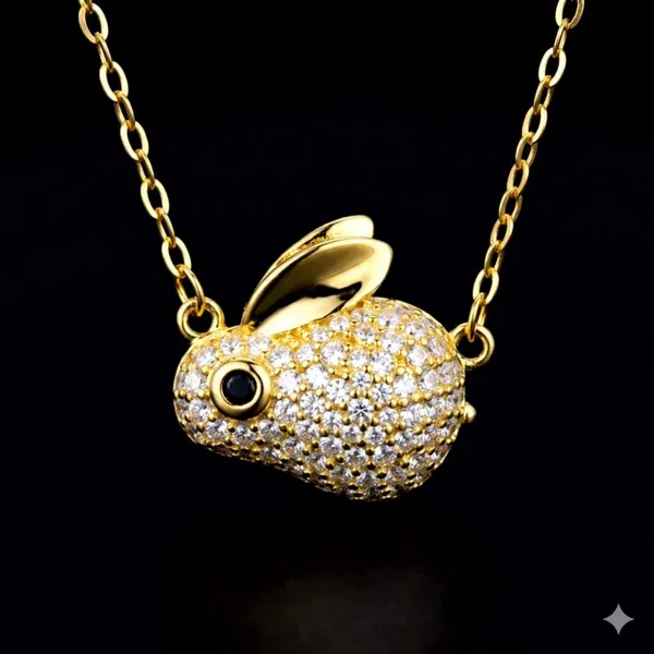 Gold-Tone_Rhinestone_Rabbit_Pendant_Necklace_For_Women