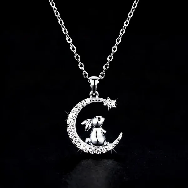 Gold_Crescent_Moon_Bunny_Pendant_Necklace_For_Women