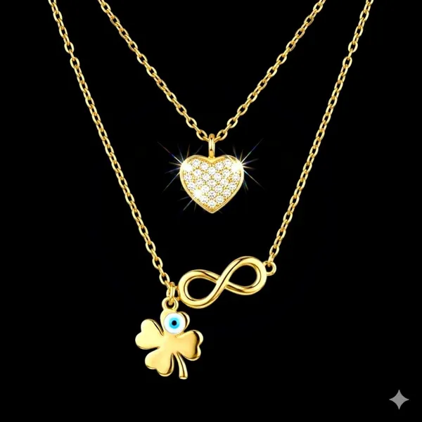 Gold-Tone_Layered_Heart_Infinity_Clover_Pendant_Necklace_For_Women