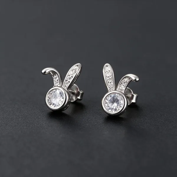 Silver_Rabbit_Ear_Stud_Earrings_For_Women