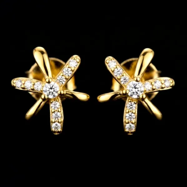 Gold-Tone_Floral_Starburst_Crystal_Stud_Earrings_For_Women