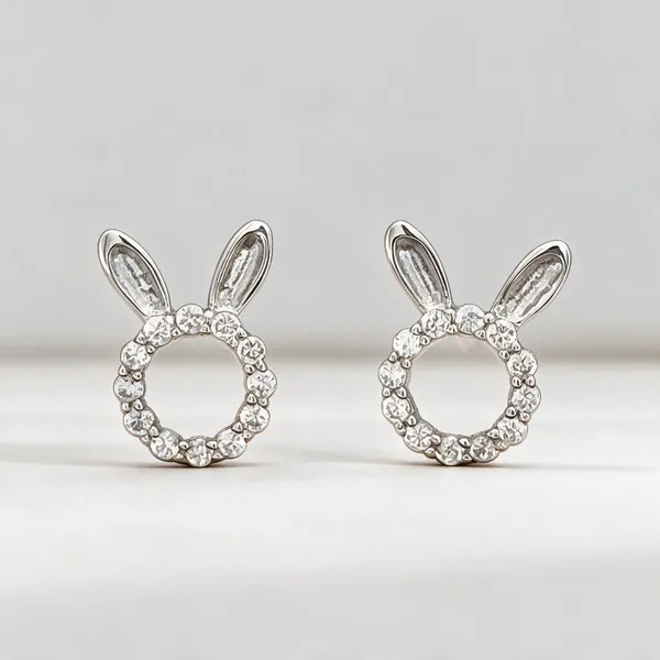 Silver-Tone_Bunny_Ear_Crystal_Hoop_Earrings_For_Women