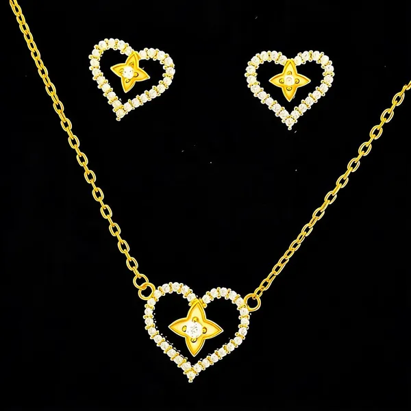 Gold-Tone_Heart_Crystal_Necklace_And_Earrings_Set_For_Women