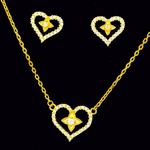 Gold-Tone_Heart_Crystal_Necklace_And_Earrings_Set_For_Women