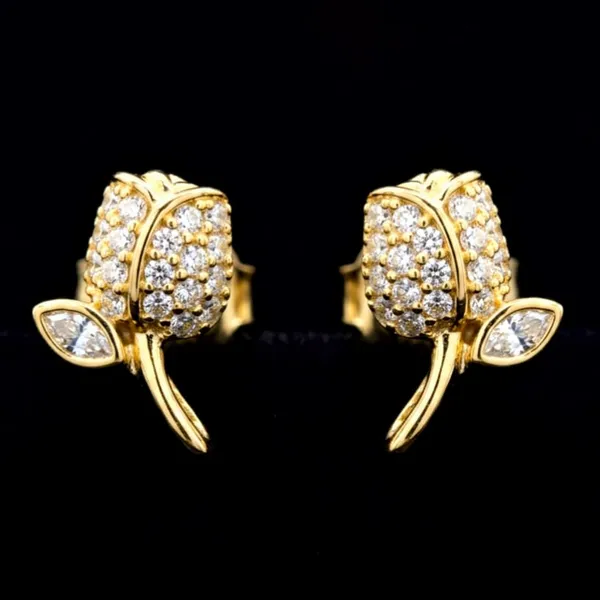 Gold-Tone_Floral_Crystal_Leaf_Stud_Earrings_For_Women
