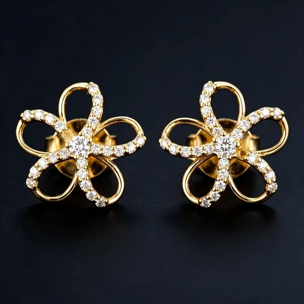 Gold-Tone_Floral_Crystal_Stud_Earrings_For_Women