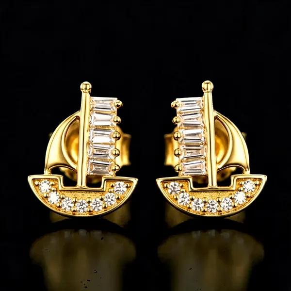 Gold_Stone-Accent_Ship_Stud_Earrings_For_Women