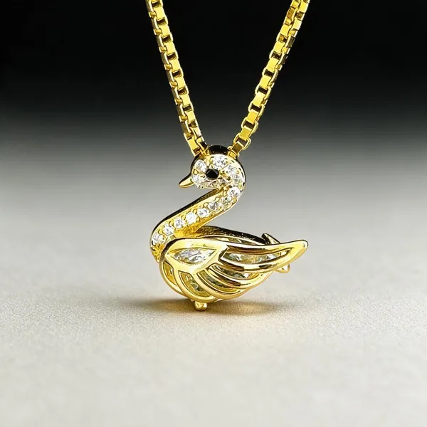 Gold-Tone_Swan_Crystal_Pendant_Necklace_For_Women