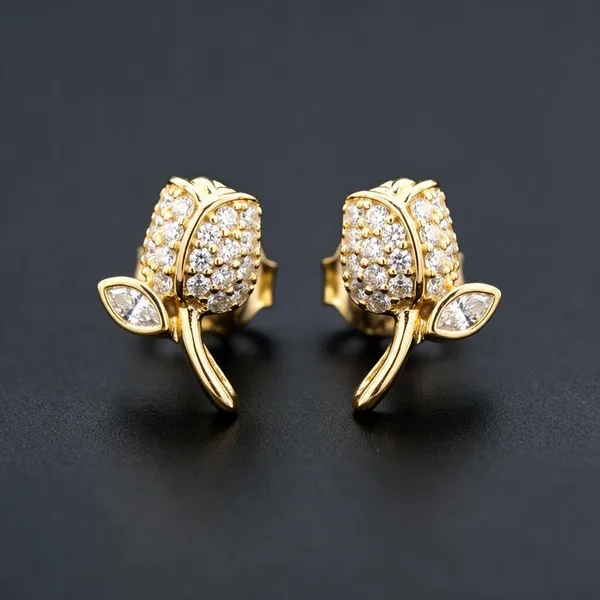 Gold-Tone_Floral_Crystal_Leaf_Stud_Earrings_For_Women