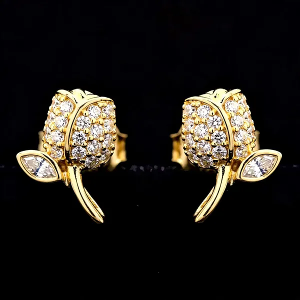 Gold-Tone_Floral_Crystal_Leaf_Stud_Earrings_For_Women