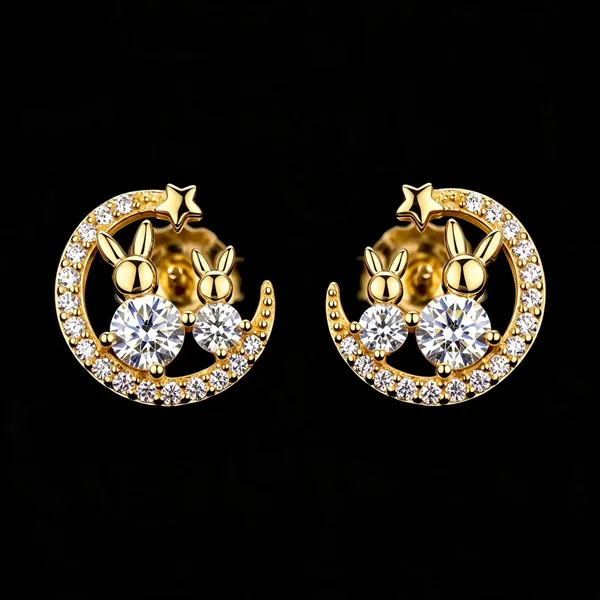 Gold-Tone_Crystal_Rabbit_Motif_Stud_Earrings_For_Women