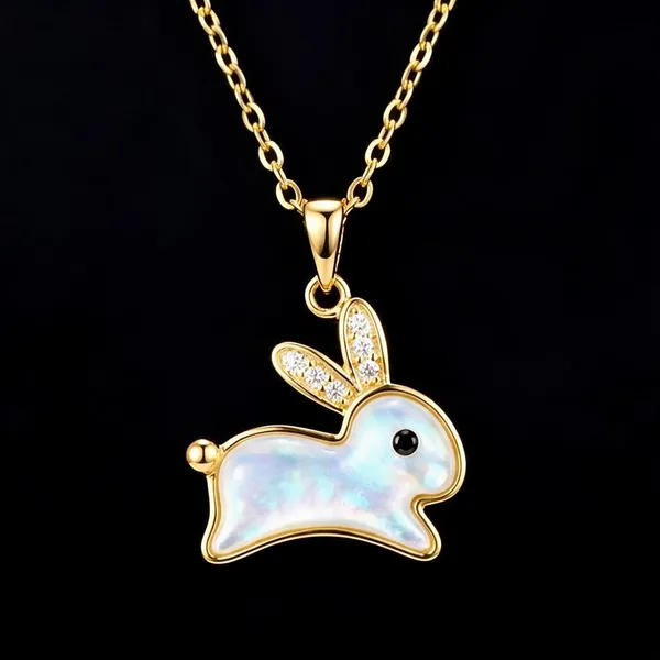 Gold_Iridescent_Rabbit_Pendant_Necklace_For_Women