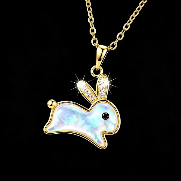 Gold_Iridescent_Rabbit_Pendant_Necklace_For_Women
