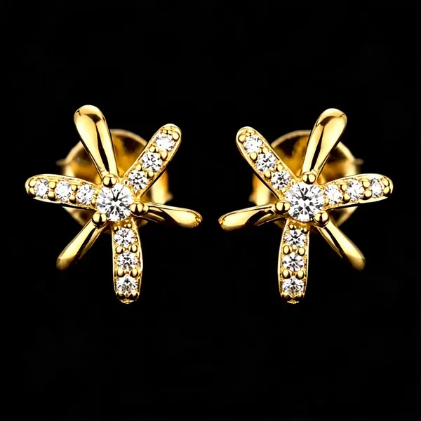 Gold-Tone_Floral_Starburst_Crystal_Stud_Earrings_For_Women