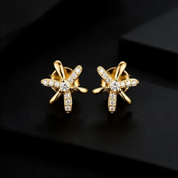 Gold-Tone_Floral_Starburst_Crystal_Stud_Earrings_For_Women