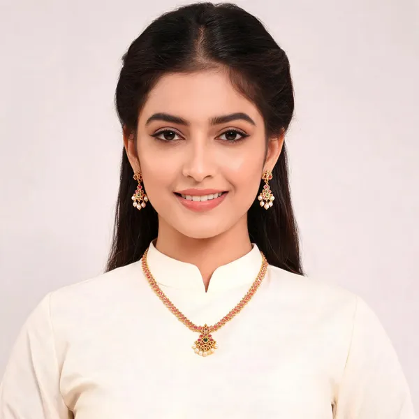 Gold_Alloy_Artificial_Stone_Necklace_And_Earrings_Set_For_Women