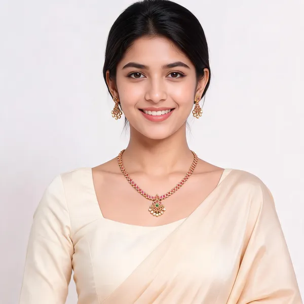 Gold_Alloy_Artificial_Stone_Necklace_And_Earrings_Set_For_Women