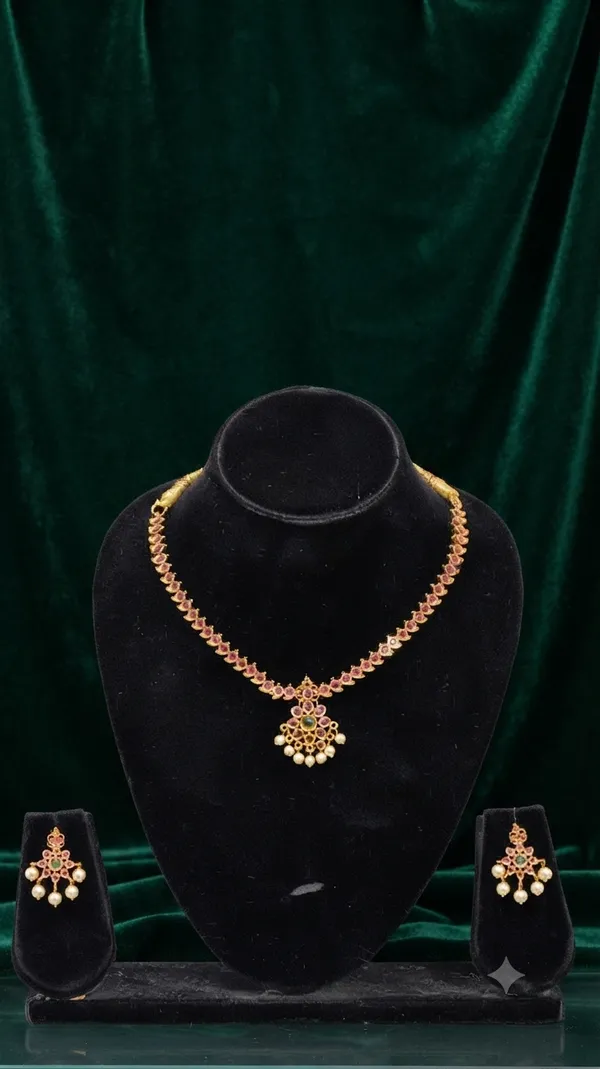 Gold_Alloy_Artificial_Stone_Necklace_And_Earrings_Set_For_Women