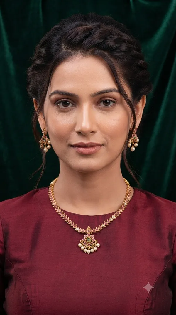 Gold_Alloy_Artificial_Stone_Necklace_And_Earrings_Set_For_Women