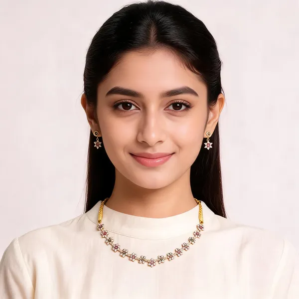 Gold_Alloy_Necklace_And_Earrings_Set_For_Women