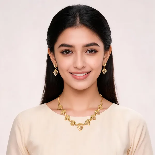 Gold_Alloy_Coordinated_Necklace_And_Earrings_Set_For_Women