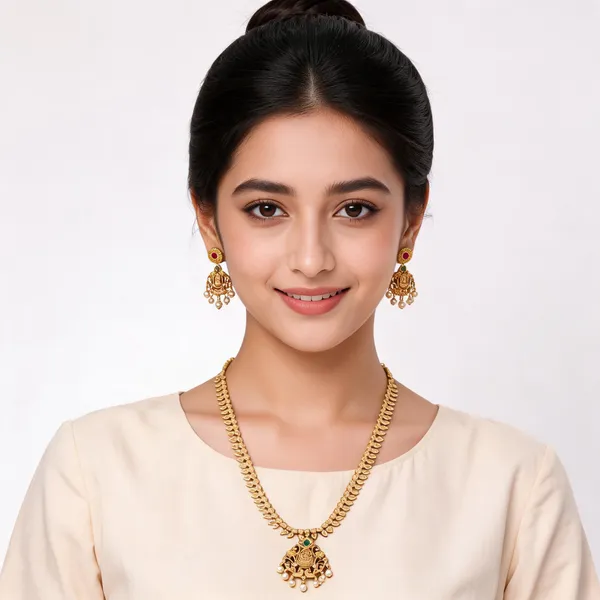 Gold_Alloy_Necklace_And_Earrings_Set_For_Women
