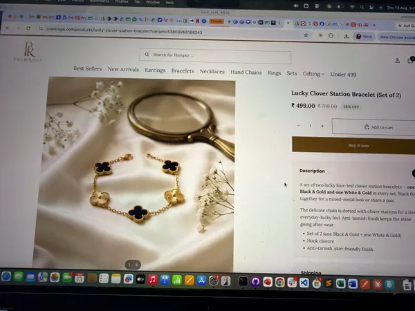 Gold_Tone_Clover_Charm_Station_Bracelet_Set_For_Women