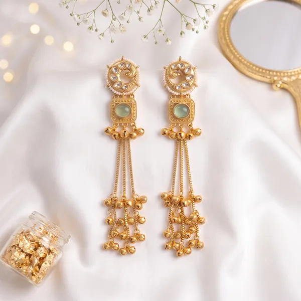Mint_Green_Kundan_Long_Gold_Tone_Jhumki