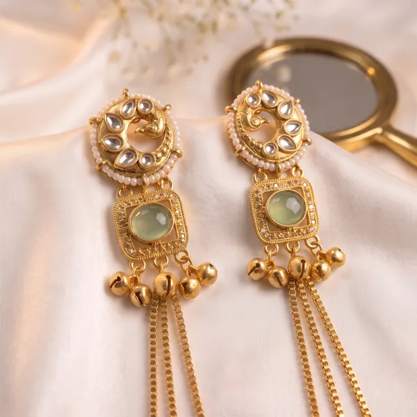 Mint_Green_Kundan_Long_Gold_Tone_Jhumki