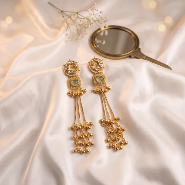 Mint_Green_Kundan_Long_Gold_Tone_Jhumki