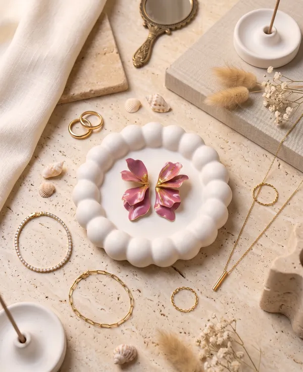 Pink_Glitter_Petal_Statement_Earrings