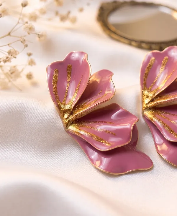 Pink_Glitter_Petal_Statement_Earrings
