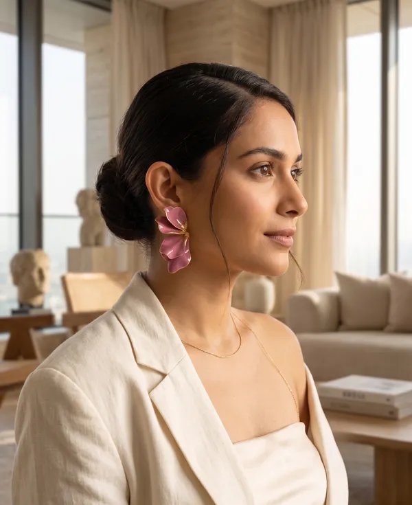 Pink_Glitter_Petal_Statement_Earrings
