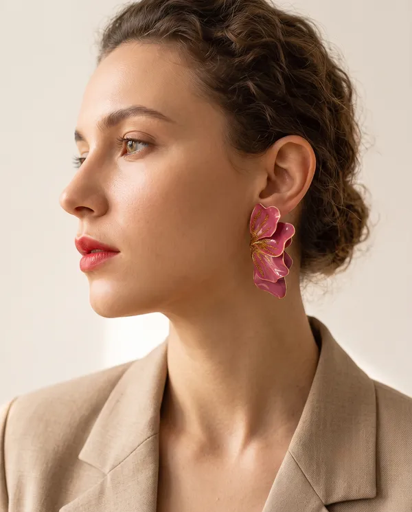 Pink_Glitter_Petal_Statement_Earrings
