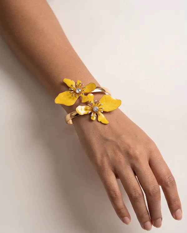 Yellow_Flower_Enamel_Arm_Cuff_Bracelet