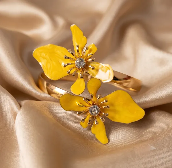 Yellow_Flower_Enamel_Arm_Cuff_Bracelet