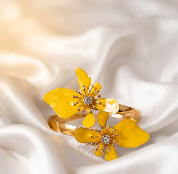 Yellow_Flower_Enamel_Arm_Cuff_Bracelet