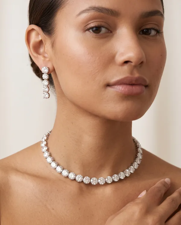 Silver_Cz_Choker_Necklace_Earring_Set