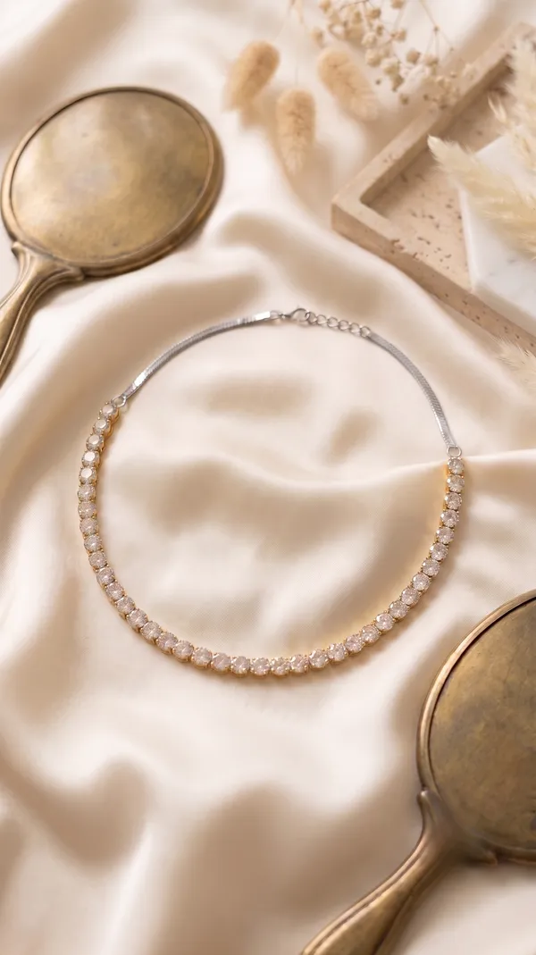 Gold_Cz_Choker_Necklace_Earring_Set