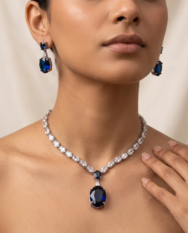 Sapphire_Blue_Pendant_Cz_Choker_Set
