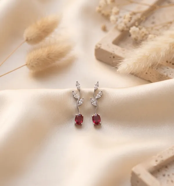 Tulip_Pink_Stone_Silver_Necklace_Earring_Set