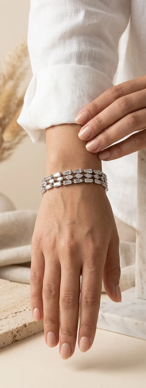 Silver_3_Layer_Cz_Tennis_Bracelet