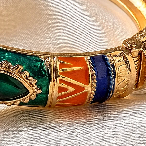 Navy_Orange_Stone_Meenakari_Kada