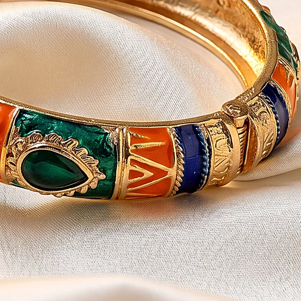 Navy_Orange_Stone_Meenakari_Kada