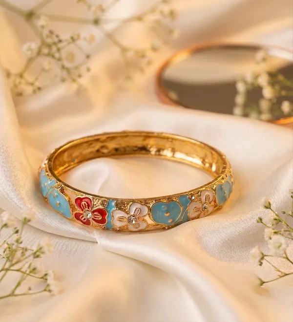 Turquoise_Thick_Meenakari_Kada