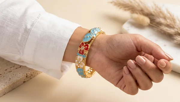 Turquoise_Thick_Meenakari_Kada